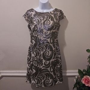 Adrianna Papell Black and Cream Dress